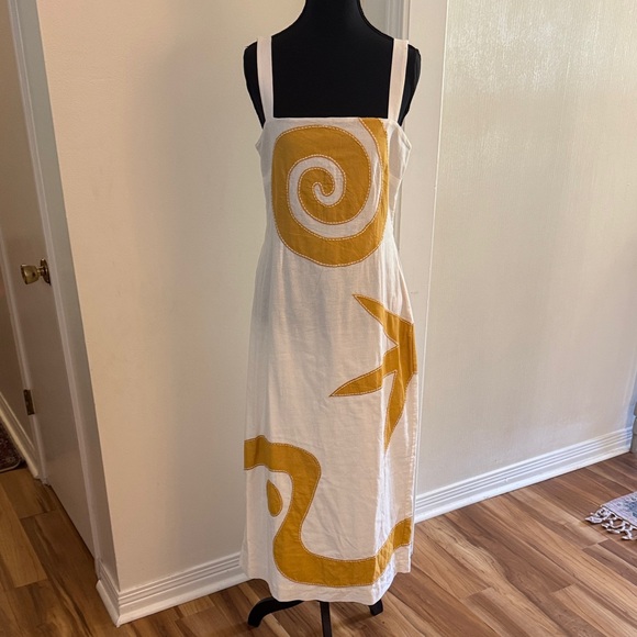 Cleobella Dresses & Skirts - Cleobella White and Mustard Midi Dress